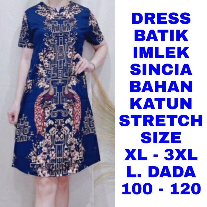 Wk Dress Batik Imlek Sincia Wanita Jumbo Big Size Cheongsam Seragam