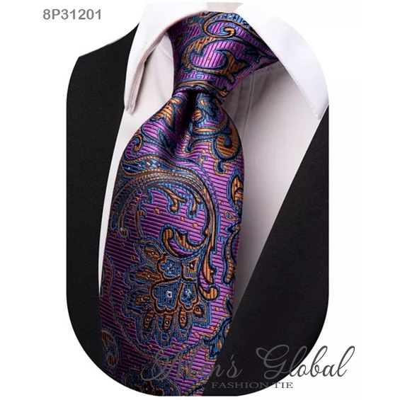 Ven Dasi Pria Corak Batik Premium Lebar 8 Cm Elegan Wedding Biru Kantor