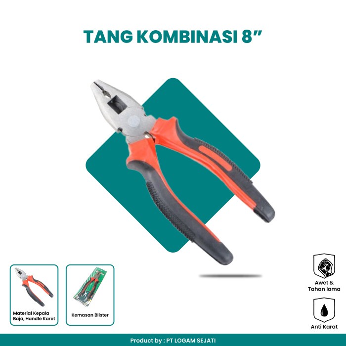 Open DS] Tang Kombinasi 8" kepala baja , handle karet