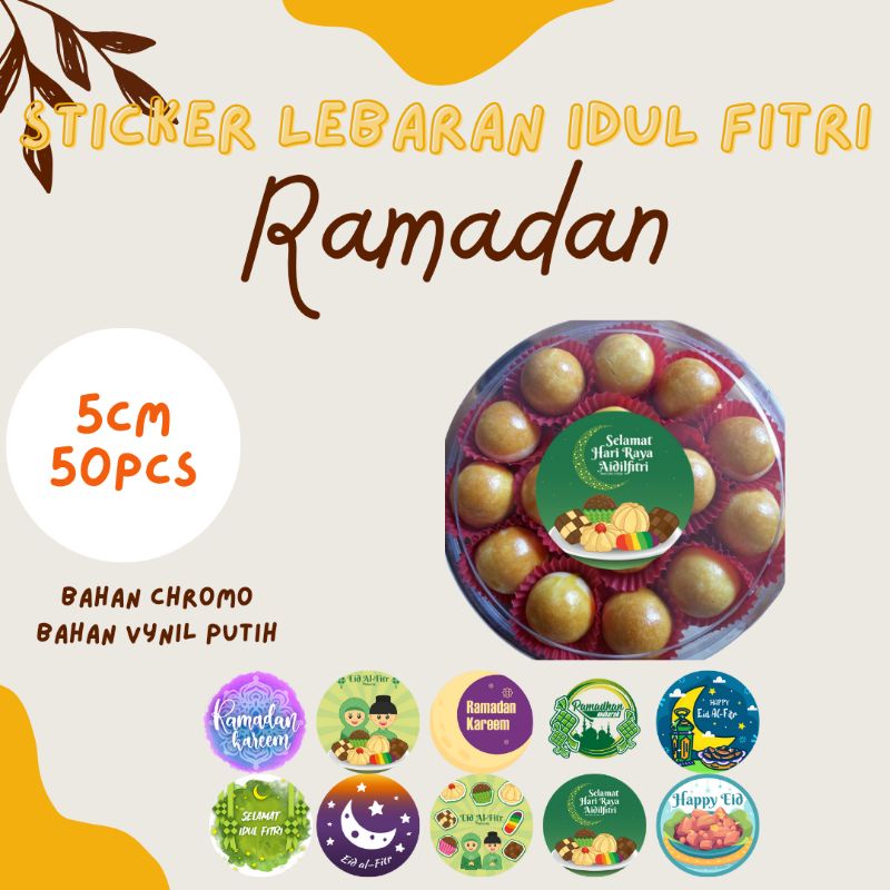 

Sticker Toples Idul Fitri/Sticker Lebaran/Sticker Bulat/Sticker Kemasan Parcel/Bahan Kromo/Isi 50pcs