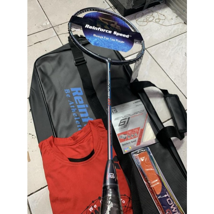 Raket Badminton New Rs Av Flash 61 Prof Full Set Komplit Original Berkualitas