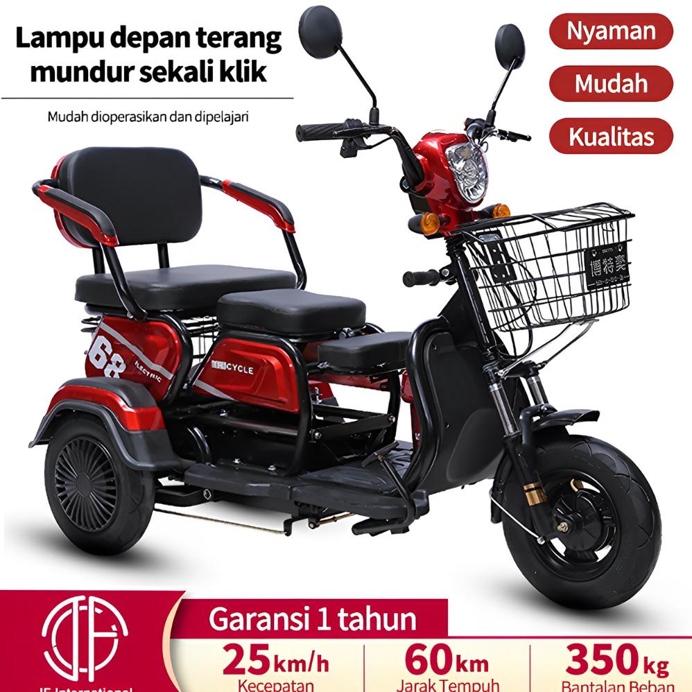 Sepeda Motor Roda 3 / Sepeda listrik roda tiga / skuter untuk orang tua / Sepeda Untuk Lansia