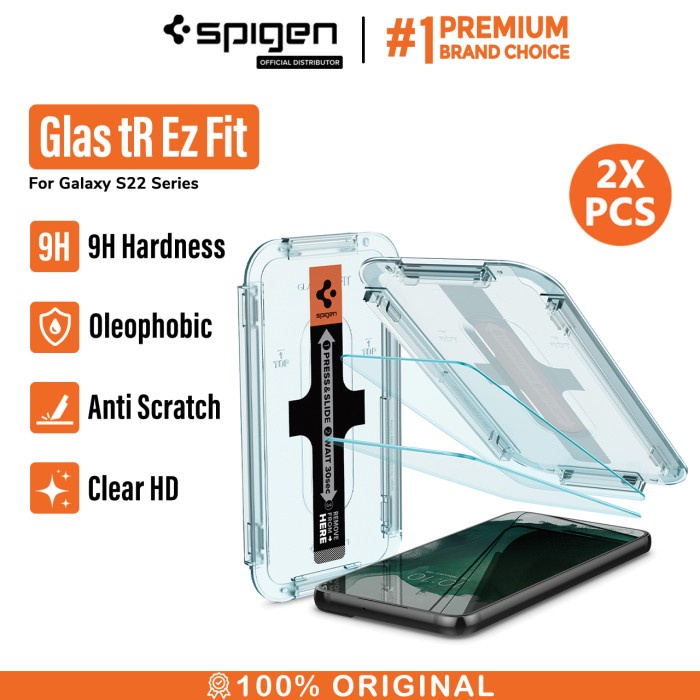 Tempered Glass Samsung Galaxy S22 Ultra Plus Spigen Glas tR EZ Fit - S22, 2 Pack