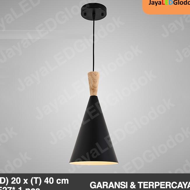 Lampu Gantung Minimalis Industrial Mini Bar Cafe Hitam Kayu Hias 1 Siap Proses