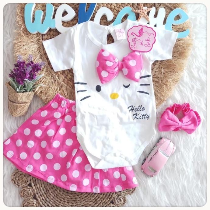 COD Baju bayi perempuan jumper 0 6 bulan bando set romper new born kado