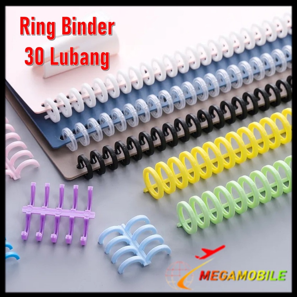 

MM - Ring Binder Plastik Spiral 30 Lubang DIY Spiral Binder Strip Lingkaran Buku Cincin Pengikat Kertas Buku Album Buku Tempel Buku Spiral A4