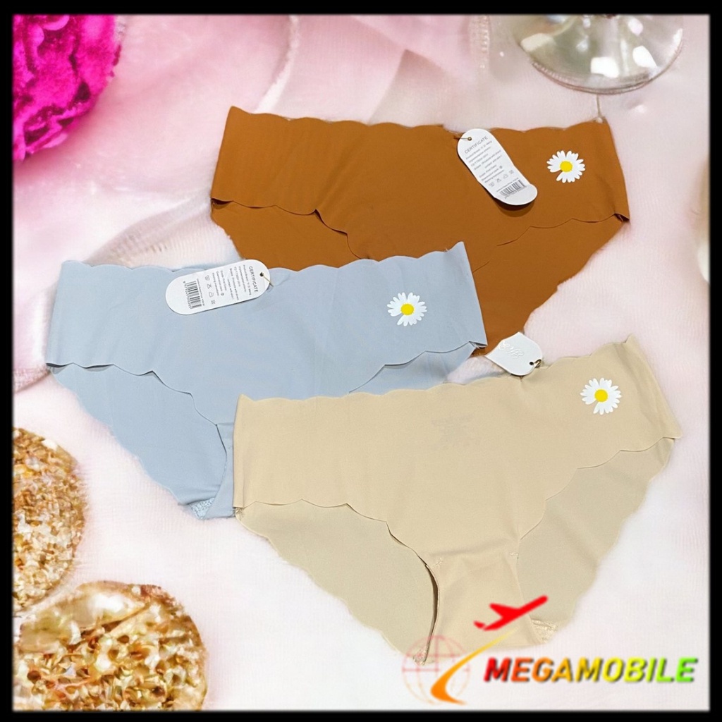 MM - Celana Dalam Wanita Satin 6870 Motif Bunga Daisy  Wanita Seamless Anti Nyeplak Underwear Push U