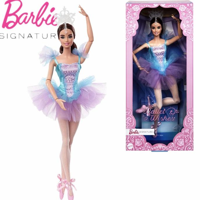 Boneka Barbie Signature Made to Move Ballerina Wishes Brunette Doll