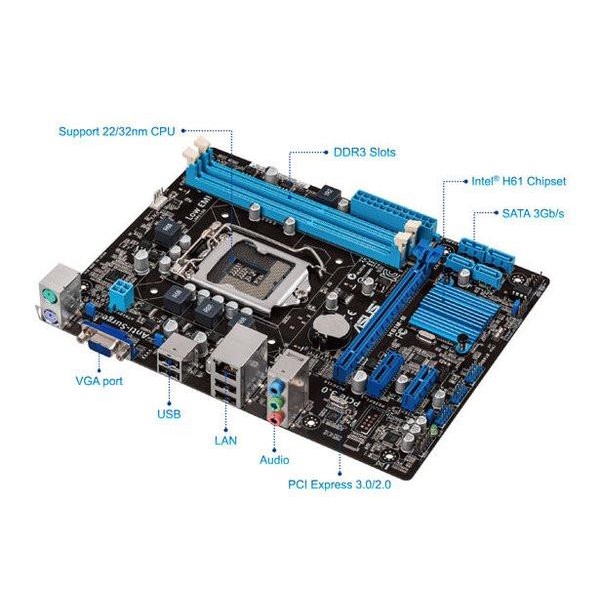 MOBO MOTHERBOARD INTEL LGA 1155 H61NEW BARU