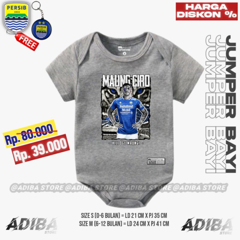 Jumper Bola Bayi / Jumpsuit Bola Bayi / Romper Bola Bayi PERSIB BANDUNG MAUNG CIRO