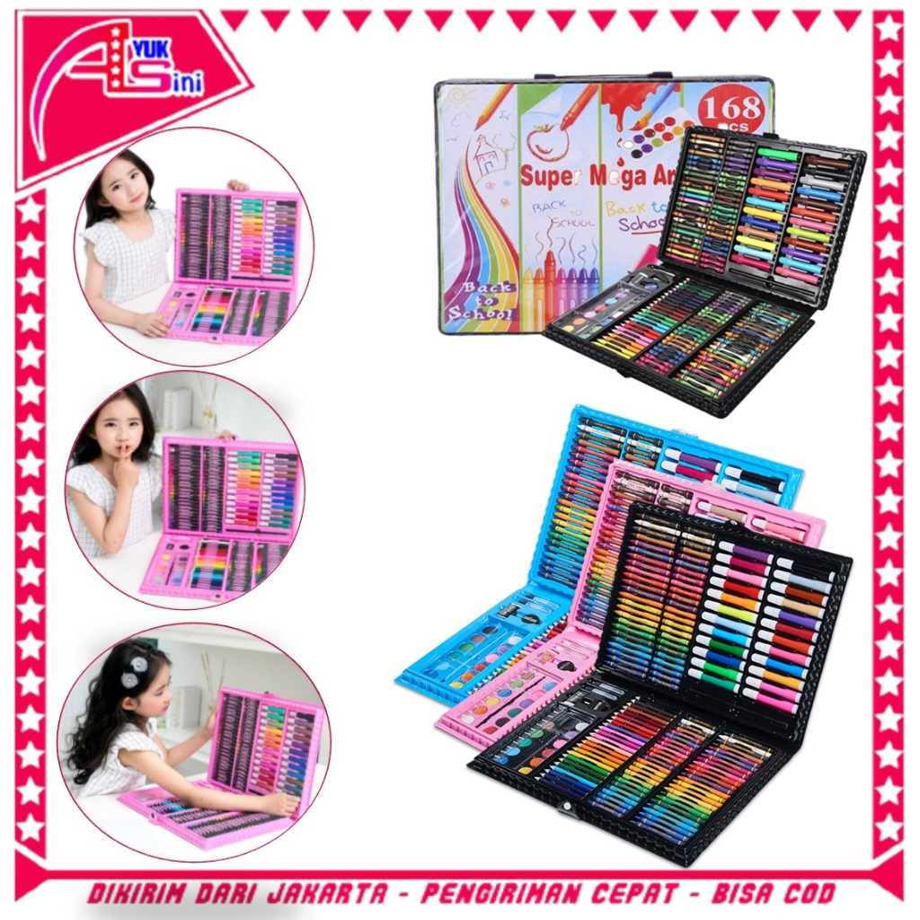 

AS Drawing Set 168Pcs Oil Pastel Crayon 168 IN 1 Set Krayon Mewarnai dan Melukis Lengkap dengan Cat Air Alat Mewarnai Anak Anak Bentuk Koper