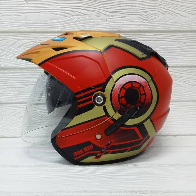 Helm Double Visor Motif Marvel Ironman Helm Dewasa Murah