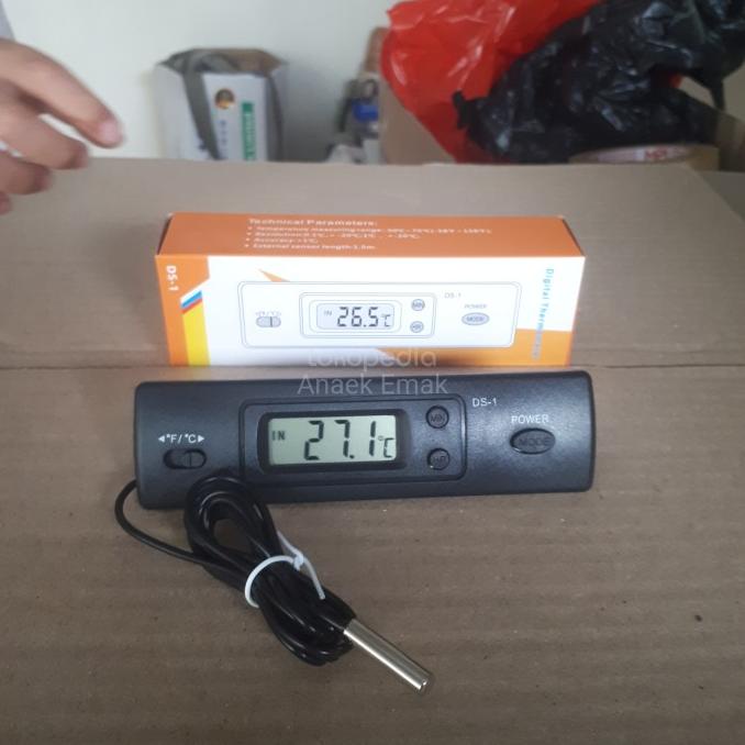 Thermometer digital portable DS-1 pengukur suhu ac mobil rumah kulkas