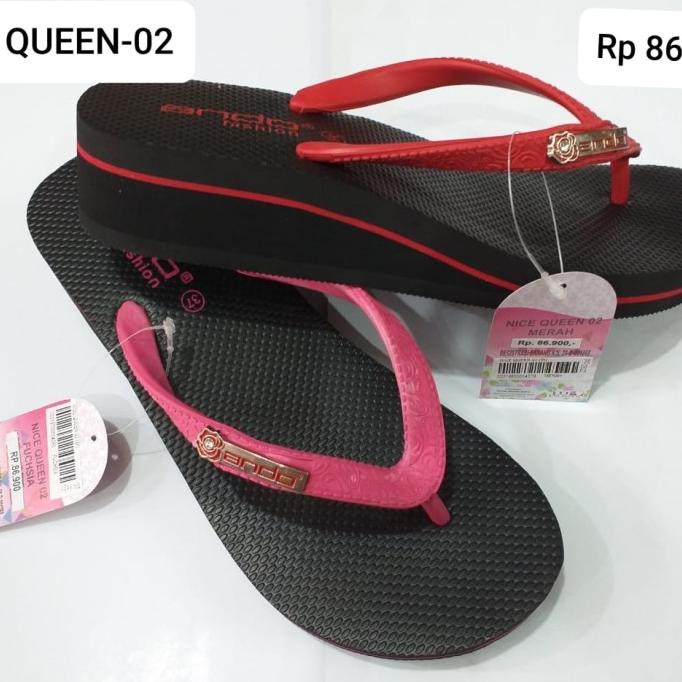 Sandal Jepit Wedges Wanita Ando-Sendal Tinggi Nice Queen