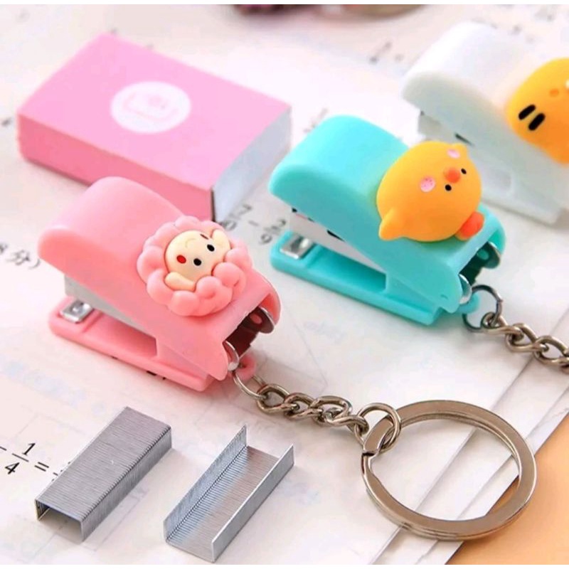 STAPLER MINI KARAKTER LUCU GANTUNGAN KUNCI STAPLES