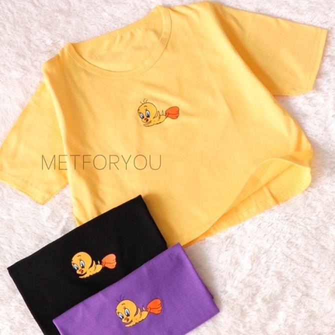 Metforyou Kaos Crop Top Wanita - Tweety Tee Original