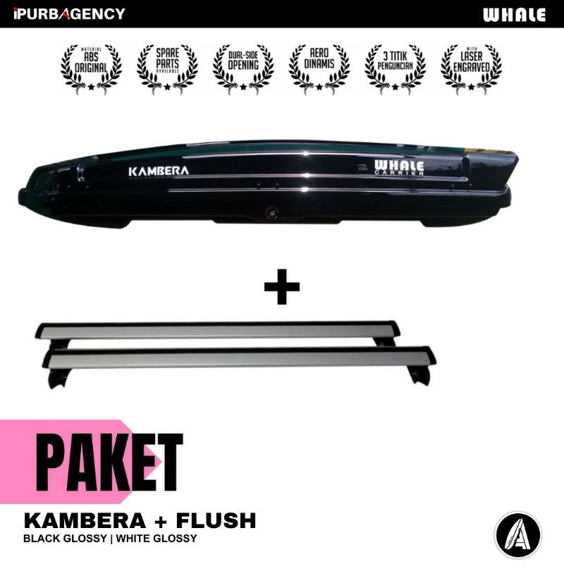 Paket Roof box Whale Kambera + Cross bar flush rail