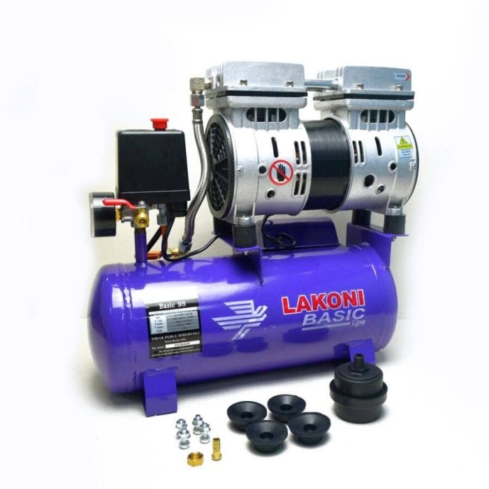 {GrandShop} Kompresor Angin Oilless Lakoni Basic 9S Compressor Silent 075hp  Limited