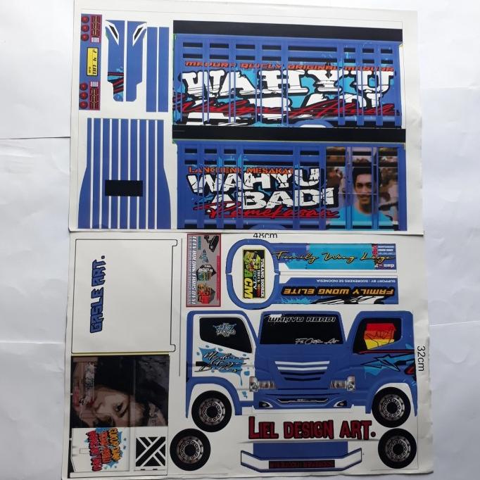 Pola stiker truk oleng NEW WAHYU ABADI RENDY ANDIKA BIRU 4832cm
