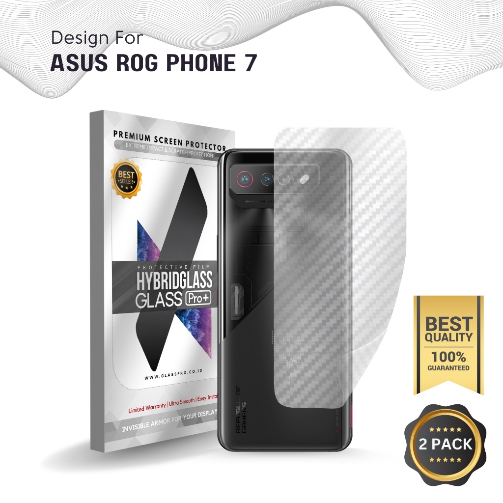 Fiber Guard Screen Protector Asus Rog Phone 7 Back, 3D Anti Gores Belakang Premium, Carbon Skin Glas