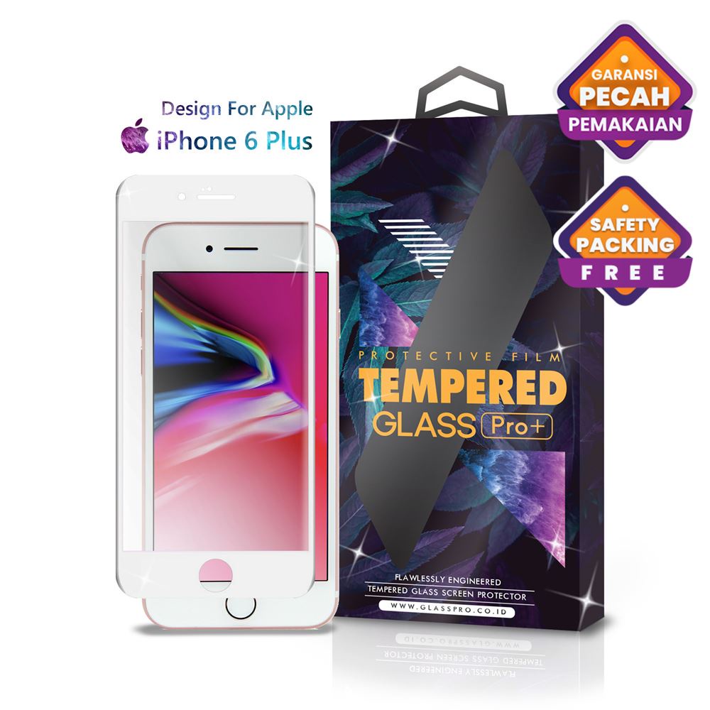 Glass Pro Tempered Glass iPhone 6 Plus Full Cover White - Premium