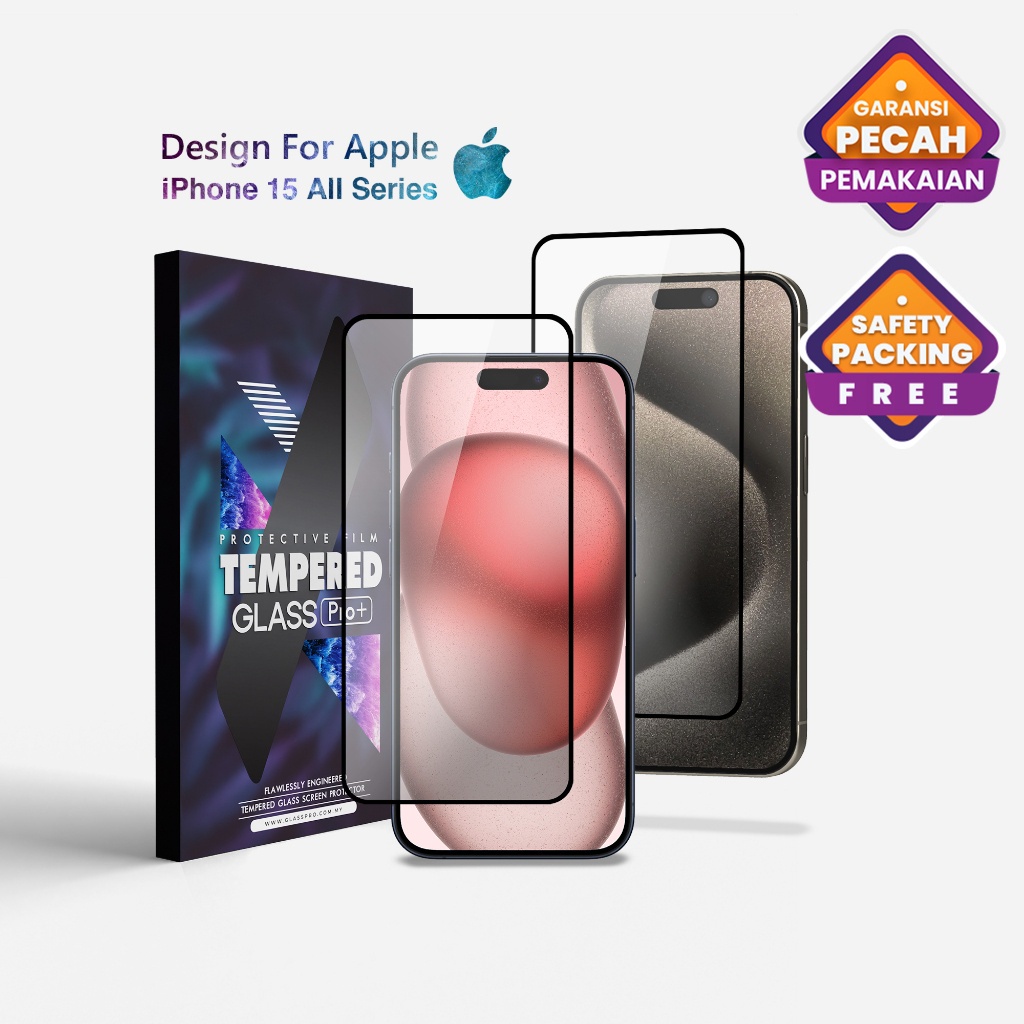 GLASS PRO Premium Tempered Glass iPhone 15 All Series Full Cover, iPhone 15, iPhone 15 Pro, iPhone 1