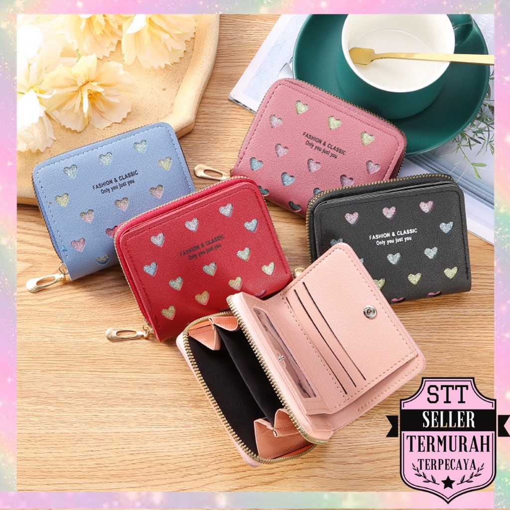 STT Dompet Wanita Pendek Forever Memory Love Glitter 033 Dompet Wanita Mini Dompet Kartu Kecil