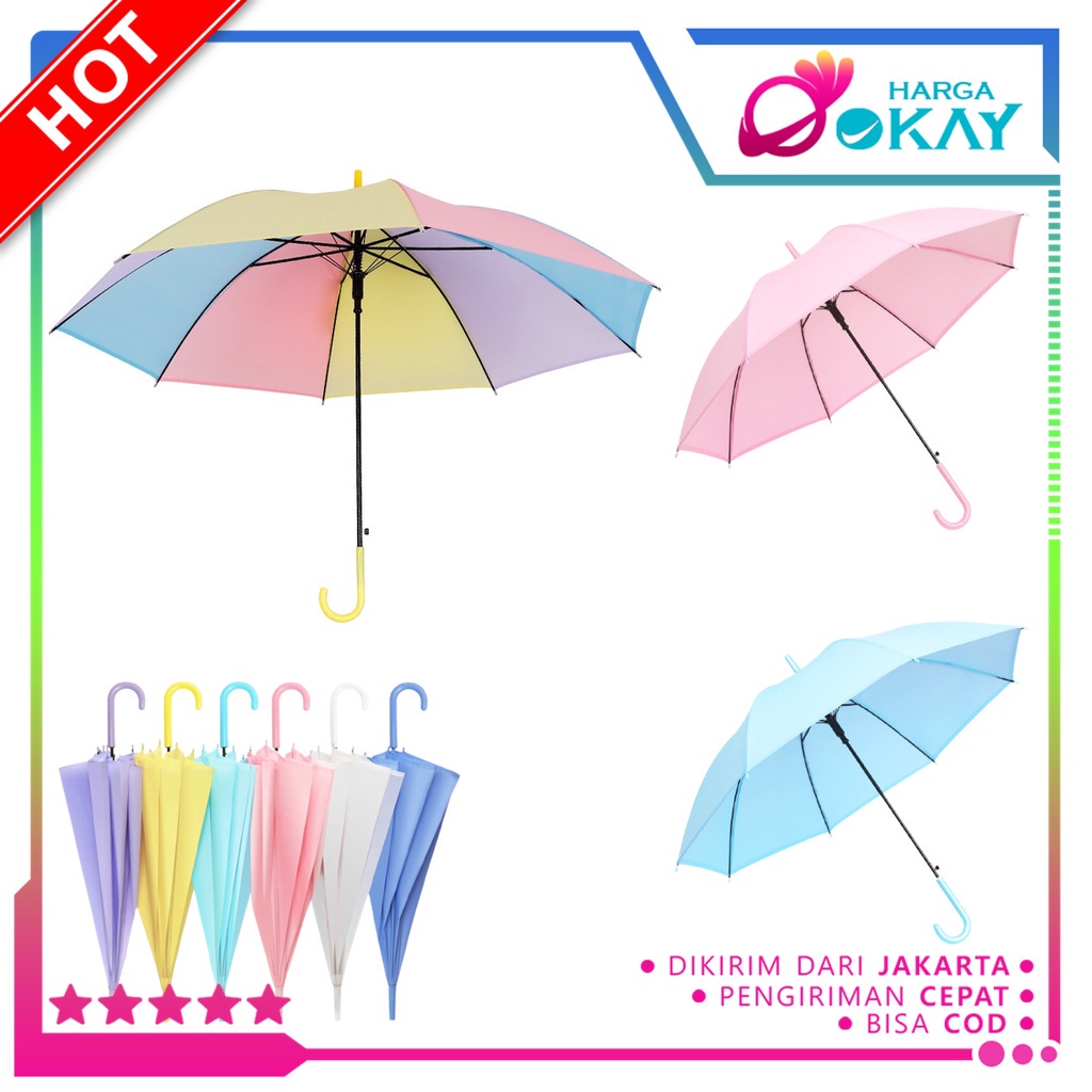 HO Payung Transparan Polos Warna Warni Payung Lipat Bening Cantik Payung Rainbow Umbrella Fashionabl