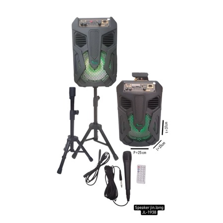 [ELECTROPICALLY] SPEAKER BLUETOOTH 8 inch JL-1938T GRATIS MIC DAN STAND SPEAKER MERK JINLONG