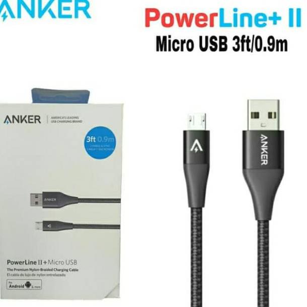 PREMIUM KABEL DATA ANKER POWERLINE+ II 3FT USB MICRO TERLARIS