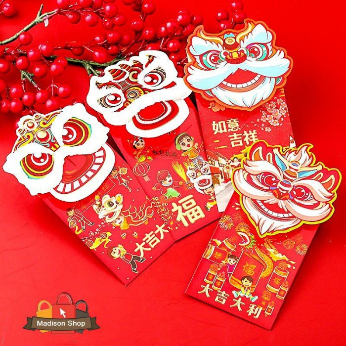 

New! HJX-001 Angpao Panjang Barongsai Isi 3 Ampao Imlek Netral Murah Ampau Limited