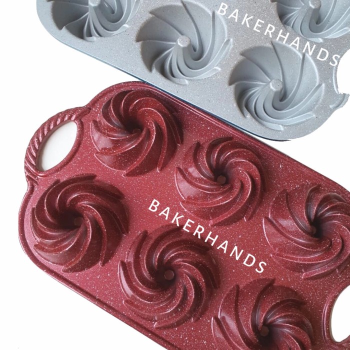 Loyang Mini Bundt Spiral 6 Holes/Loyang Marmer/Mini Cake/Bolu Mini