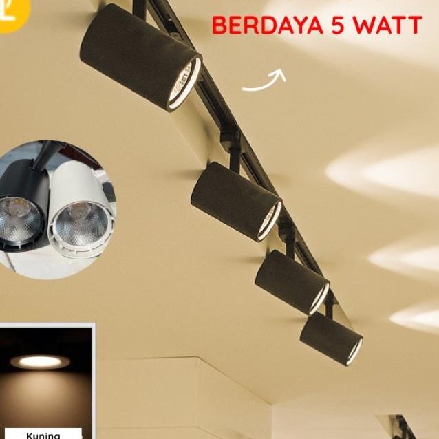 Paket Lampu Sorot 5W 5 Watt 1 Set Isi 3 Lampu + Rel 1M 1 Meter Tra Light Rel Spotlight