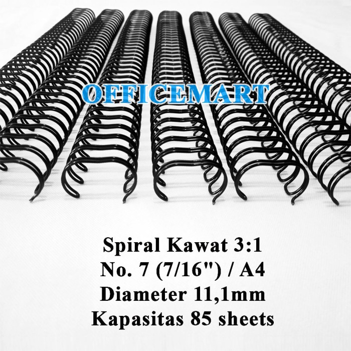 

Spiral Kawat A4 3:1 No. 7 (7/16") JBI - Hitam (Box Isi 100 Batang)