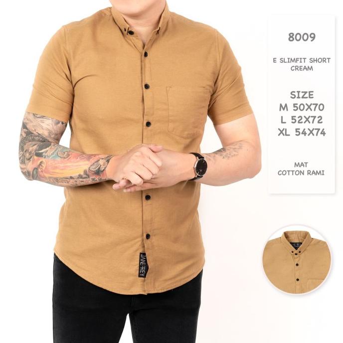 Sale Now Kemeja Pria Coklat Cream Polos Lengan Pendek / Baju Kemeja Cowok Terbaik