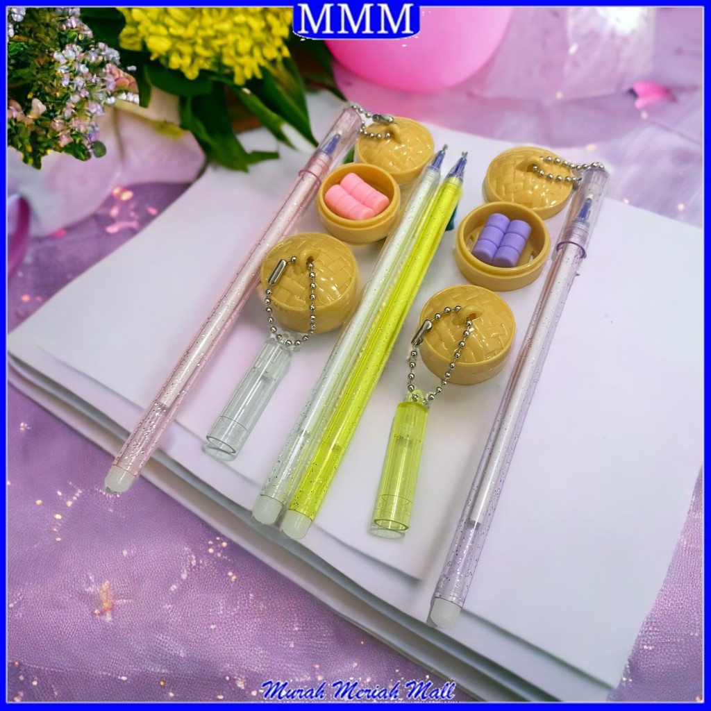 

MMM Pulpen Lucu Gantungan Bapao Pena Gantungan Dimsum Mantou Blue Ink Gel Bisa di Hapus Bolpoin Tinta Gel Cair Erasable Pen Pulpen Gantungan Makanan Lucu