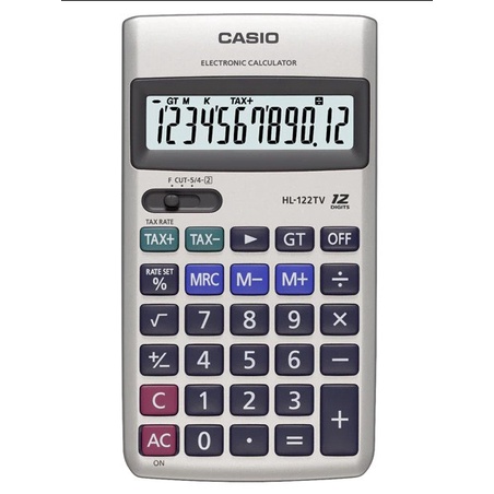

KALKULATOR CASIO HL 122TV ORIGINAL - 12 DIGIT - TAX CALCULATION ORIGINAL TERBARU