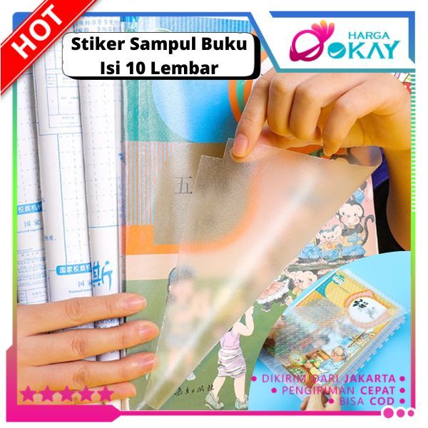 

HO Stiker Sampul Buku Isi 10 Lembar Self-Adhesive Book Cover Waterproof Sticker Sampul Buku Tulis Sekolah Diamond Transparant Polos Pelindung Cover Buku Dengan Perekat Model Buram Tahan Air 10Pcs