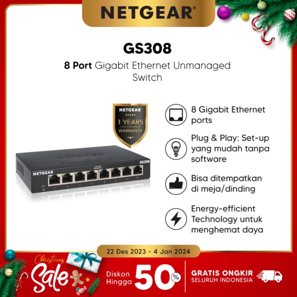 NETGEAR GS308 : 8-PORT GIGABIT ETHERNET SWITCH