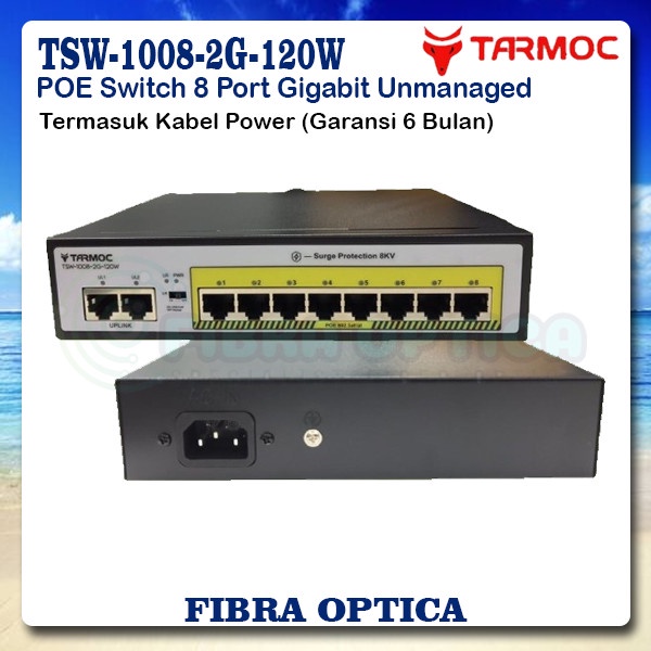 TARMOC TSW-1008-2G-120W, 8 PORT GIGABIT POE 802.3AF/AT POE SWITCH 120W