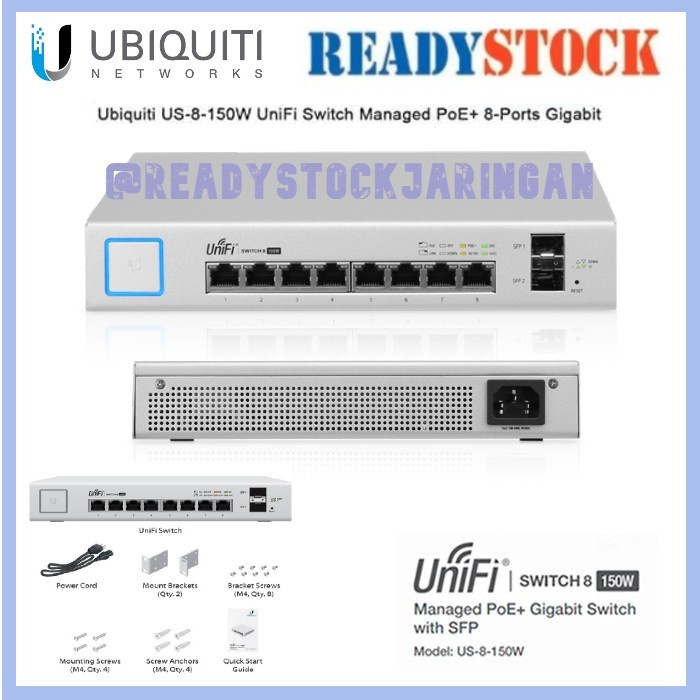 UBIQUITI US-8-150W UNIFI SWITCH 8 PORT 150W