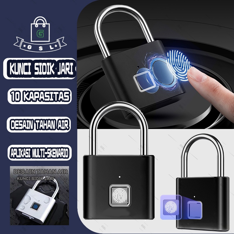 [AESTETHIC COLLECTION] kunci gembok sidik jari Smart Fingerprint Padlock Security gembok pagar pintu