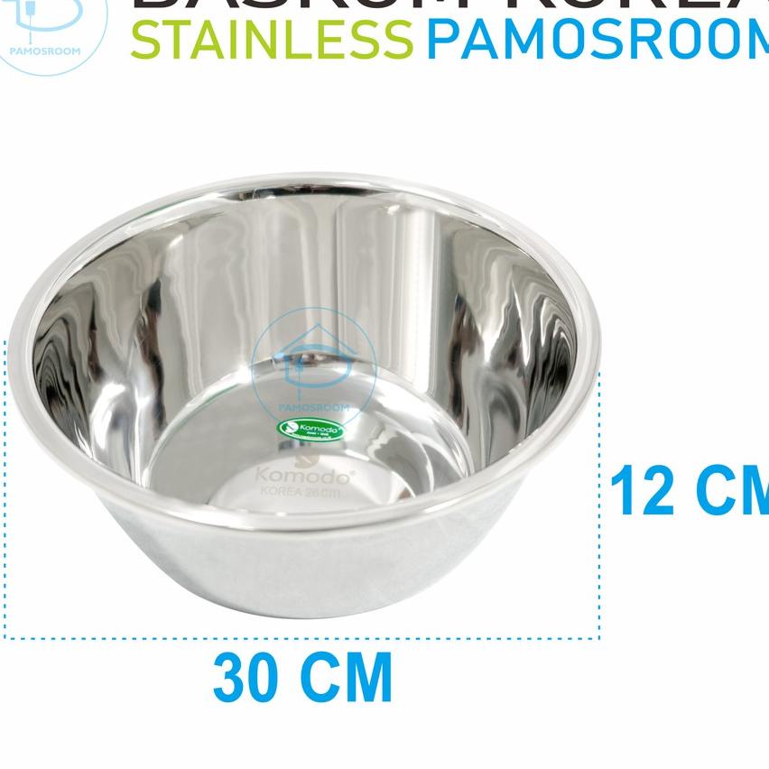 Koo Baskom Korea Stainless Steel Tebal 30Cm Mangkok Adonan Roti Baskom Korea 30 Cm Top Ngal