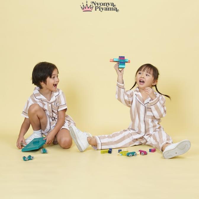 Nyonya Piyama Katun Set Piyama Anak - Robin Latte Classic