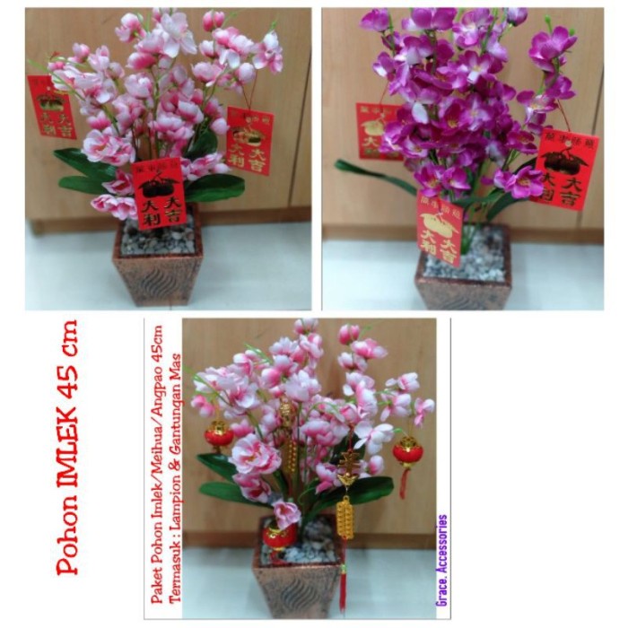 

New! Populer Pohon bunga imlek angpao meihua sakura 45 cm Limited