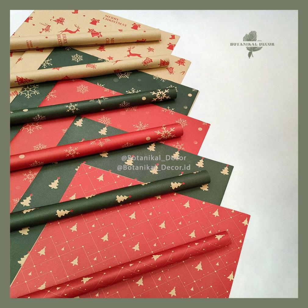 

Ready!!!(COD) Christmas Kraft Wrapping Paper Gift Natal Wrapping Motif Natal Merry Christmas Kertas Kado Natal Kertas