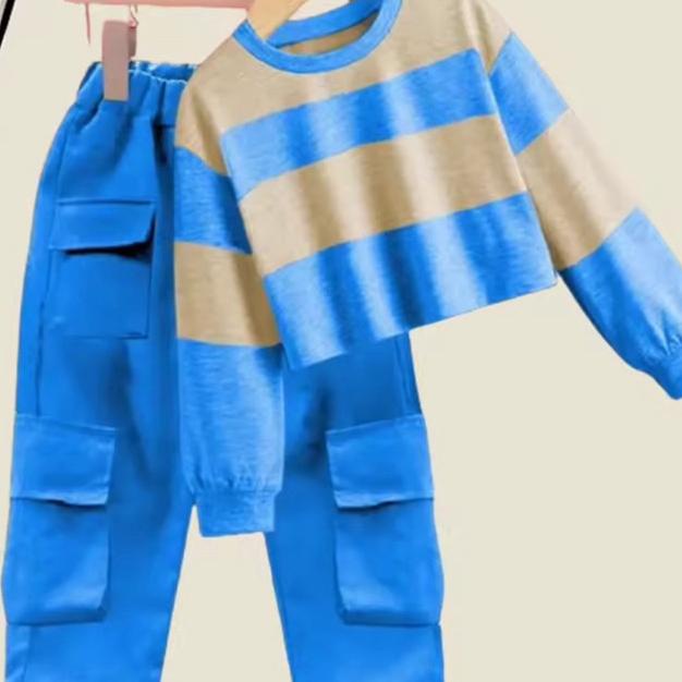 Baju Anak Perempuan Setelan Crop Cargo Anak Perempuan 1-6 Tahun