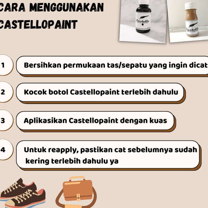 

Cat Castello Sepatu Dan Tas Putih Khusus Kulit & Kanvas