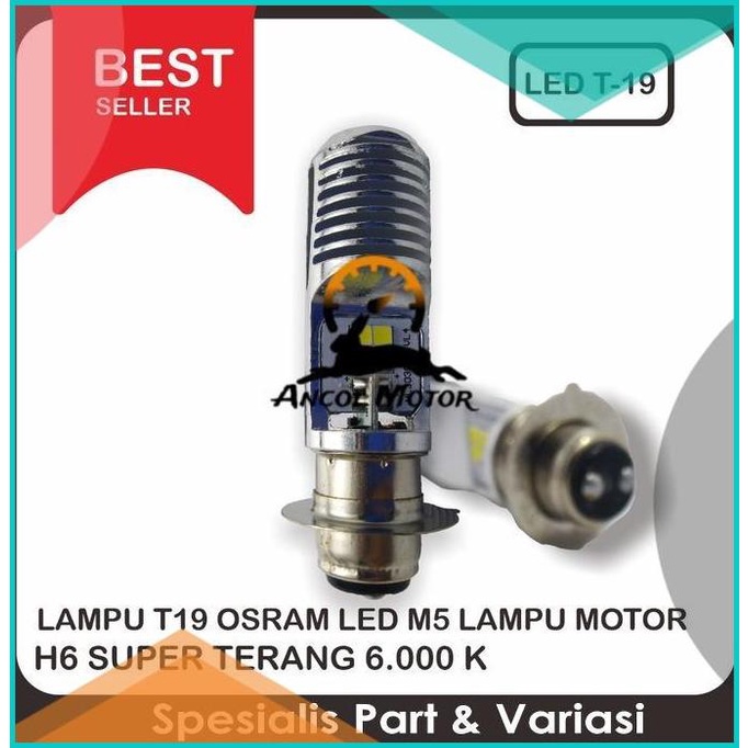 T19 Osram Led M5 Lampu Motor H6 6000k Putih K1 12v PnP Hi Low 16novz3