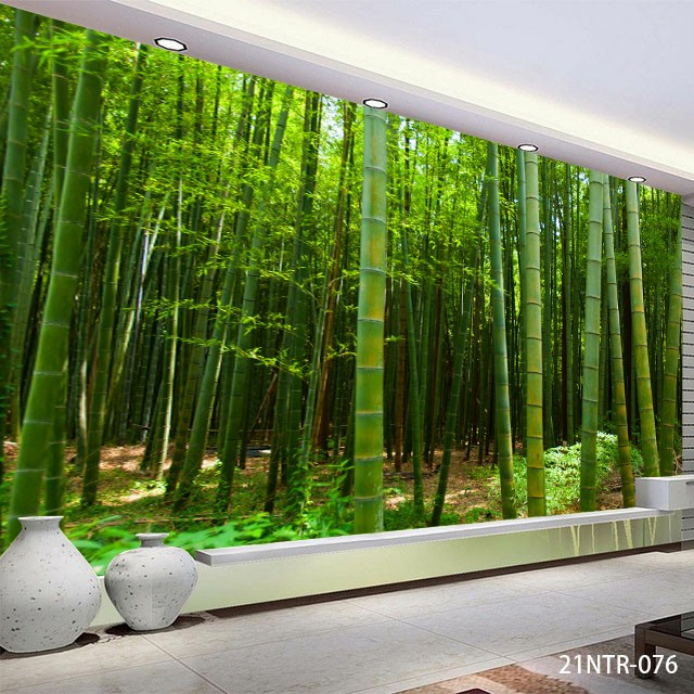 Promo Wallpaper Dinding 3D Custom Pohon Bambu Hijau Rimbun (21Ntr-076)
